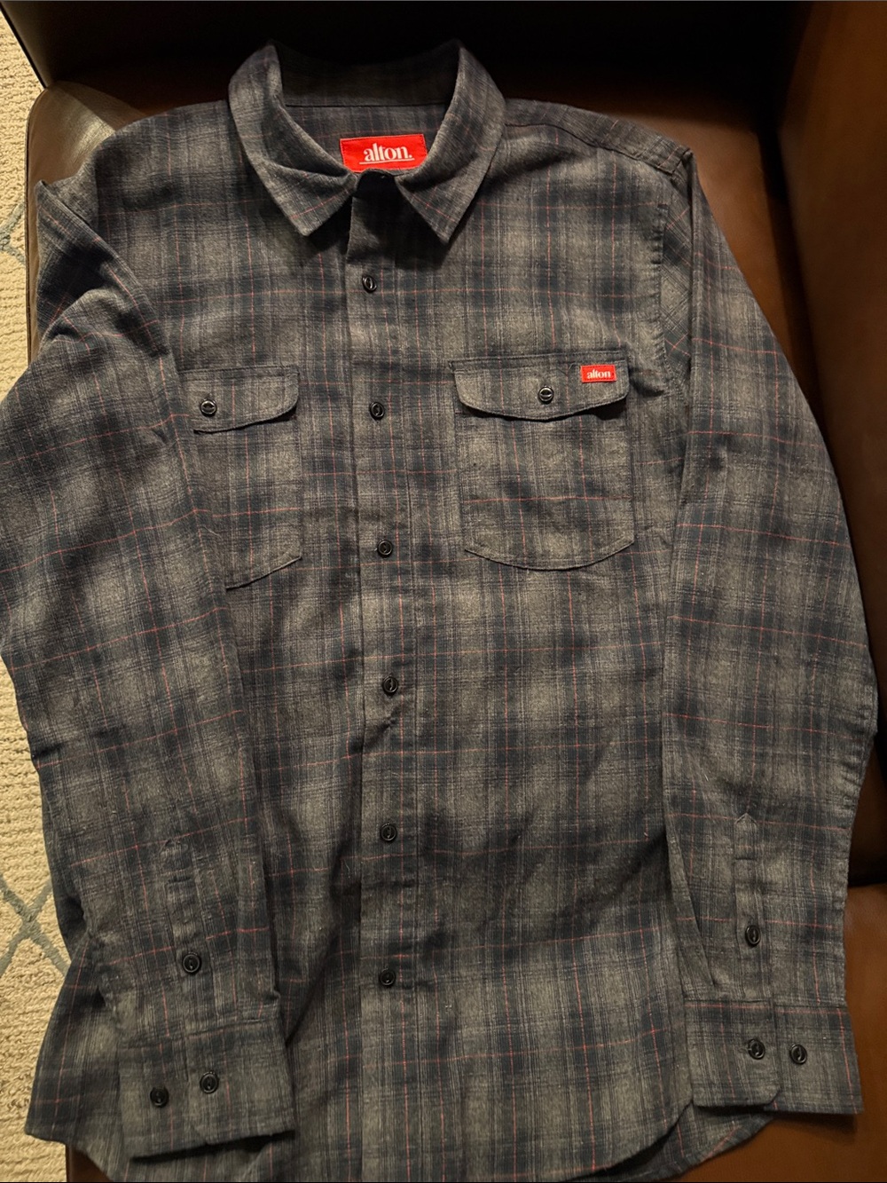 Alton Men's Dark Gray Plaid Button-Down Shirt
